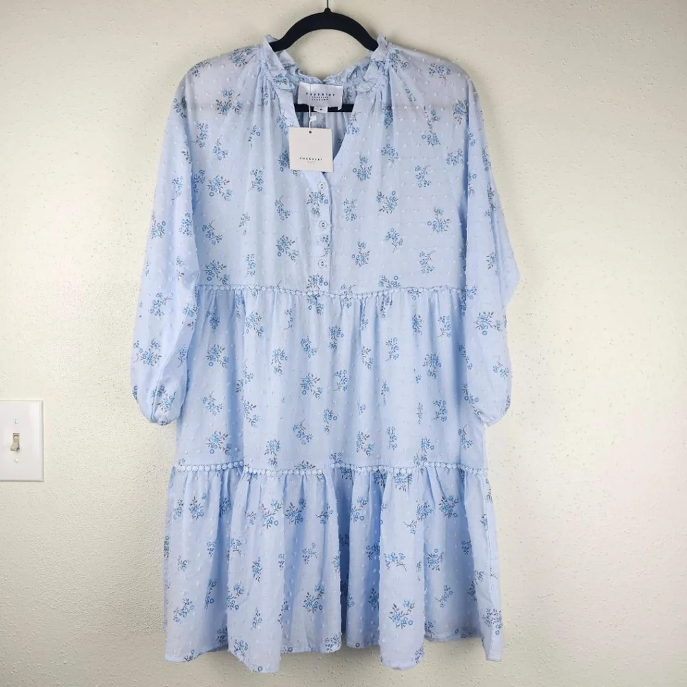 NWT The Shirt by Rochelle Behrens the Candice floral dress in soft blue ditsy - Picture 3 of 8